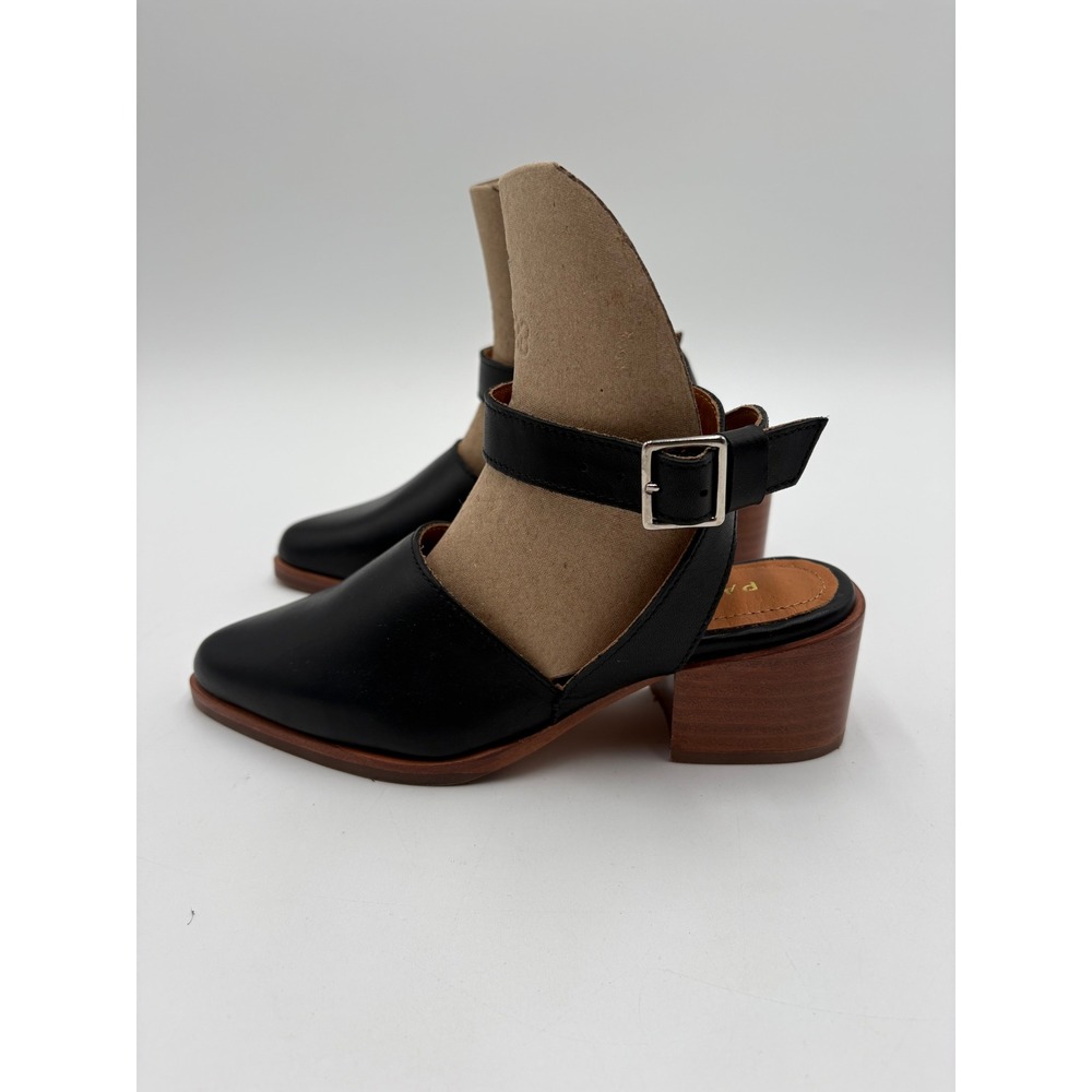 Patina Footwear Black Leather Ankle Strap Block Heel Pointed Toe Shoes 5.5 - Picture 9 of 10